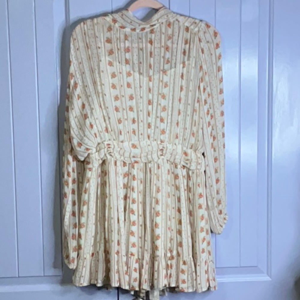 Anthropologie Let Me Be Mock Neck Sheer Mini Dress in Pink Combo, Size LG; NWT - Picture 10 of 16